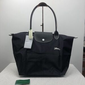 NWT Longchamp Le Pliage Original Large Shoulder Nylon Bag Tote IN NEW BLACK